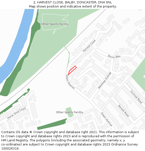 2, HARVEST CLOSE, BALBY, DONCASTER, DN4 0NL: Location map and indicative extent of plot