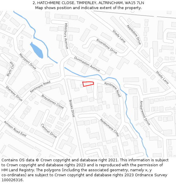 2, HATCHMERE CLOSE, TIMPERLEY, ALTRINCHAM, WA15 7LN: Location map and indicative extent of plot