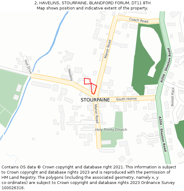 2, HAVELINS, STOURPAINE, BLANDFORD FORUM, DT11 8TH: Location map and indicative extent of plot