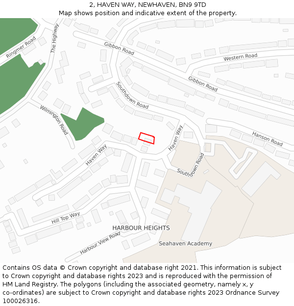 2, HAVEN WAY, NEWHAVEN, BN9 9TD: Location map and indicative extent of plot