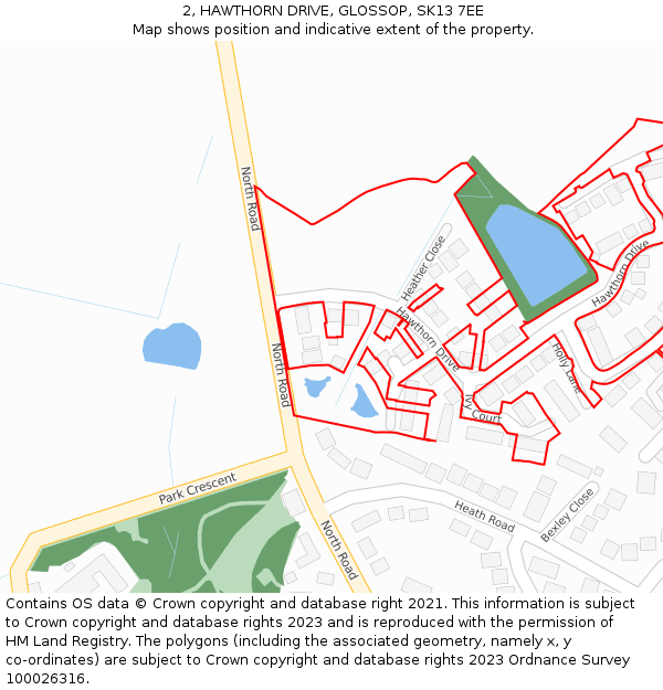 2, HAWTHORN DRIVE, GLOSSOP, SK13 7EE: Location map and indicative extent of plot