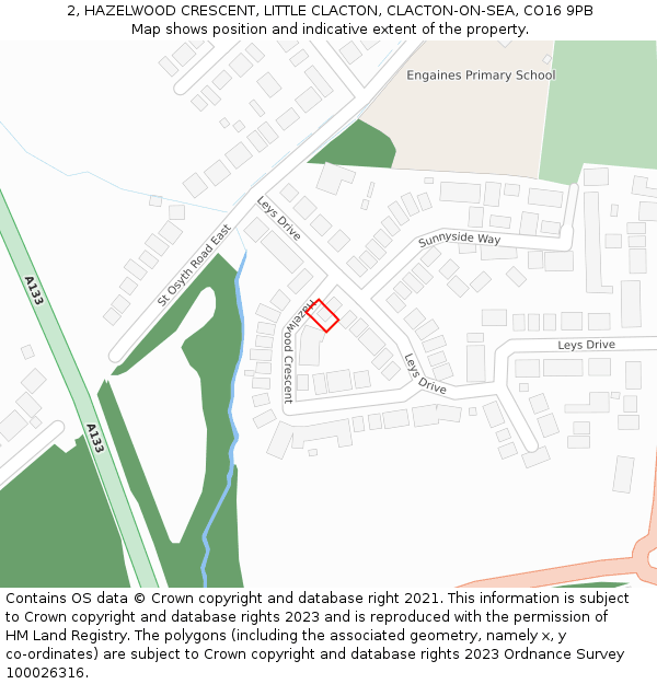 2, HAZELWOOD CRESCENT, LITTLE CLACTON, CLACTON-ON-SEA, CO16 9PB: Location map and indicative extent of plot
