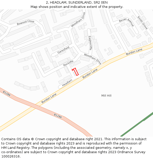 2, HEADLAM, SUNDERLAND, SR2 0EN: Location map and indicative extent of plot