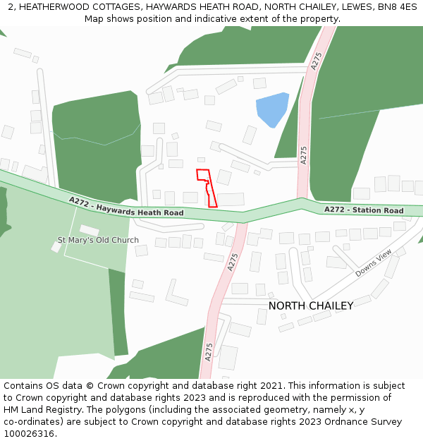2, HEATHERWOOD COTTAGES, HAYWARDS HEATH ROAD, NORTH CHAILEY, LEWES, BN8 4ES: Location map and indicative extent of plot