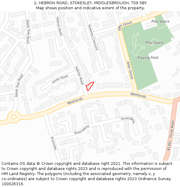 2, HEBRON ROAD, STOKESLEY, MIDDLESBROUGH, TS9 5BY: Location map and indicative extent of plot