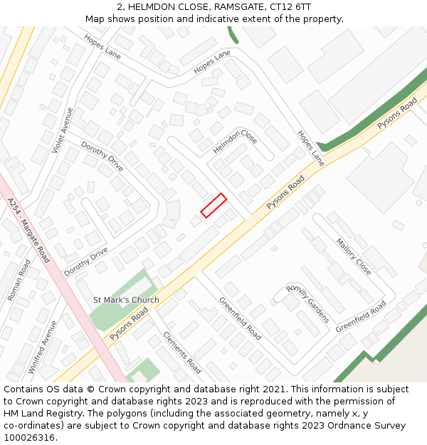 2, HELMDON CLOSE, RAMSGATE, CT12 6TT: Location map and indicative extent of plot