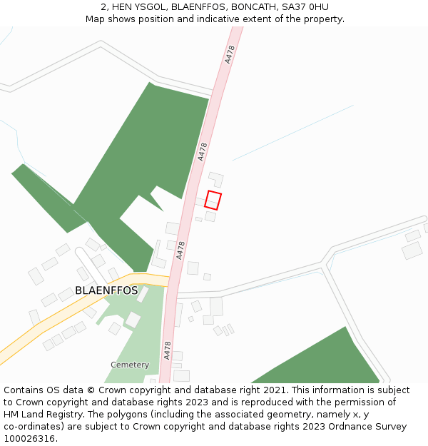 2, HEN YSGOL, BLAENFFOS, BONCATH, SA37 0HU: Location map and indicative extent of plot