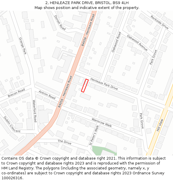 2, HENLEAZE PARK DRIVE, BRISTOL, BS9 4LH: Location map and indicative extent of plot