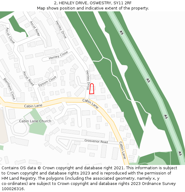 2, HENLEY DRIVE, OSWESTRY, SY11 2RF: Location map and indicative extent of plot