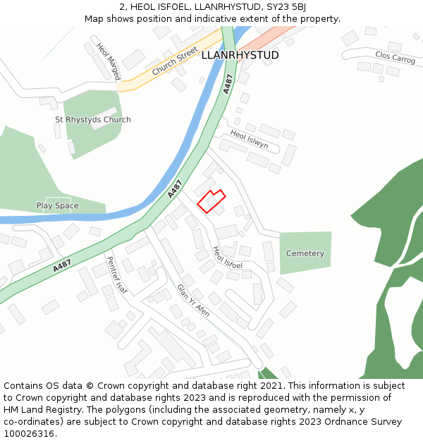 2, HEOL ISFOEL, LLANRHYSTUD, SY23 5BJ: Location map and indicative extent of plot