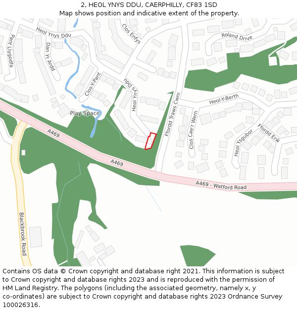 2, HEOL YNYS DDU, CAERPHILLY, CF83 1SD: Location map and indicative extent of plot