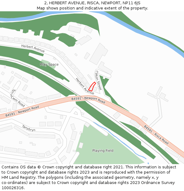 2, HERBERT AVENUE, RISCA, NEWPORT, NP11 6JS: Location map and indicative extent of plot