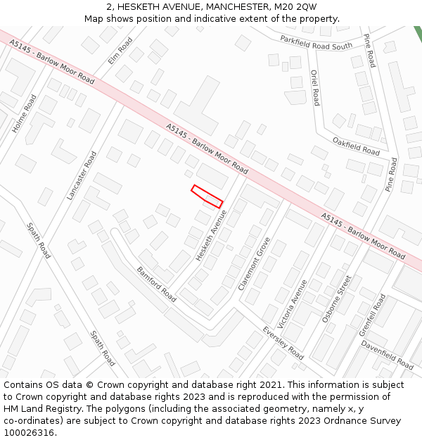 2, HESKETH AVENUE, MANCHESTER, M20 2QW: Location map and indicative extent of plot