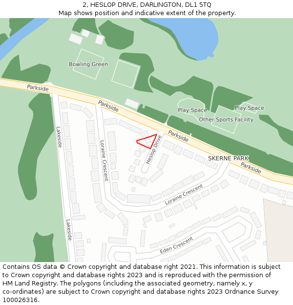 2, HESLOP DRIVE, DARLINGTON, DL1 5TQ: Location map and indicative extent of plot