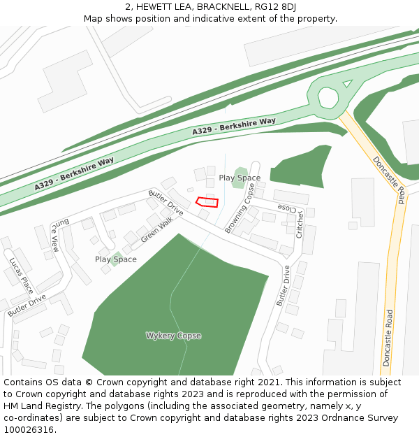 2, HEWETT LEA, BRACKNELL, RG12 8DJ: Location map and indicative extent of plot