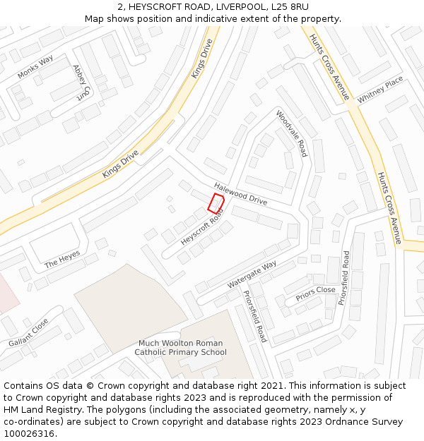 2, HEYSCROFT ROAD, LIVERPOOL, L25 8RU: Location map and indicative extent of plot