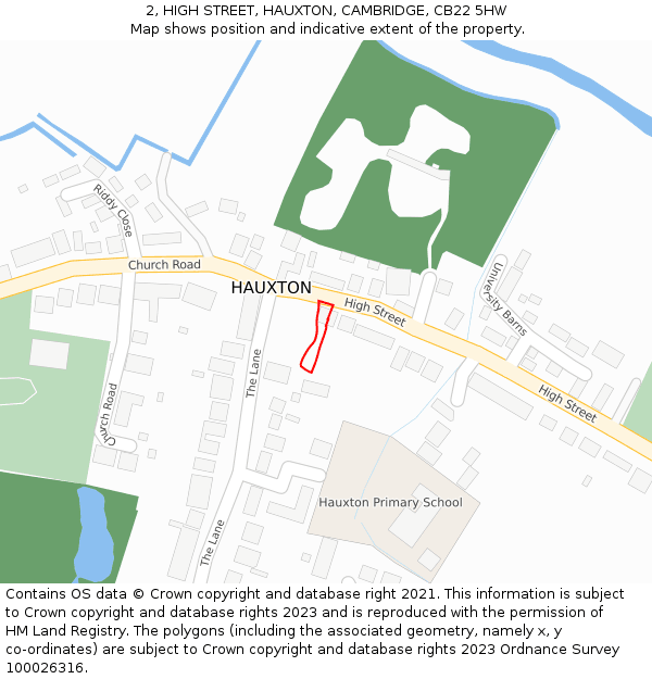 2, HIGH STREET, HAUXTON, CAMBRIDGE, CB22 5HW: Location map and indicative extent of plot