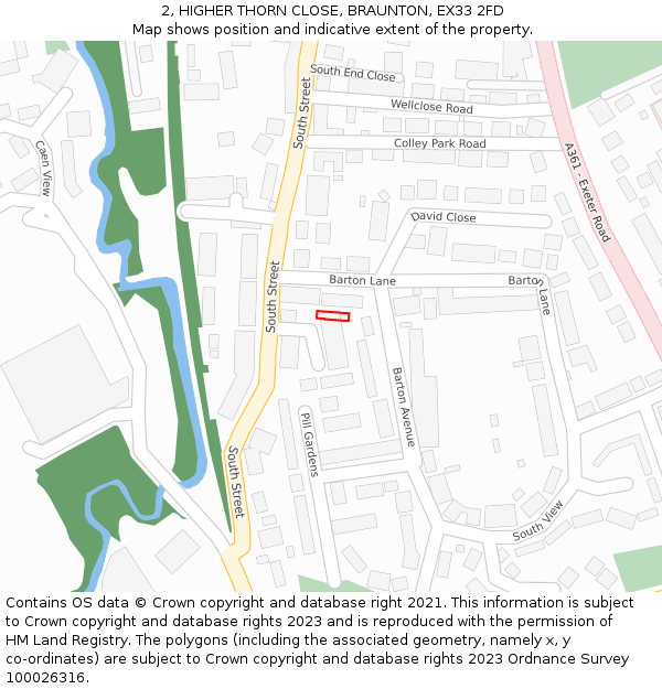 2, HIGHER THORN CLOSE, BRAUNTON, EX33 2FD: Location map and indicative extent of plot