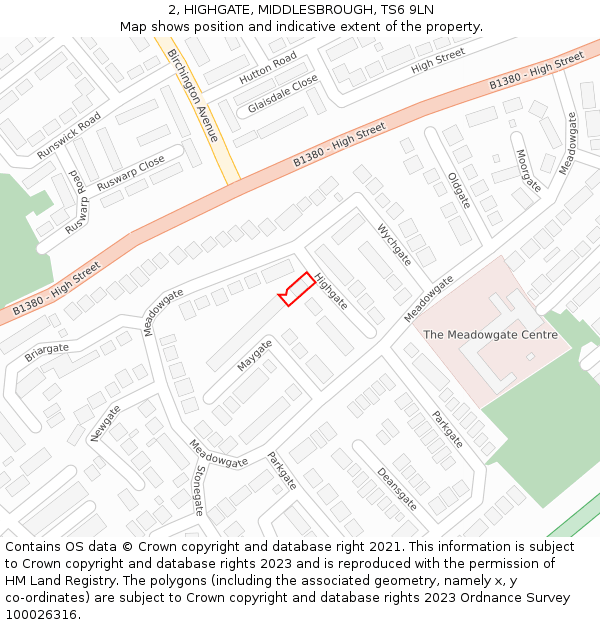 2, HIGHGATE, MIDDLESBROUGH, TS6 9LN: Location map and indicative extent of plot