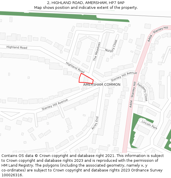 2, HIGHLAND ROAD, AMERSHAM, HP7 9AP: Location map and indicative extent of plot