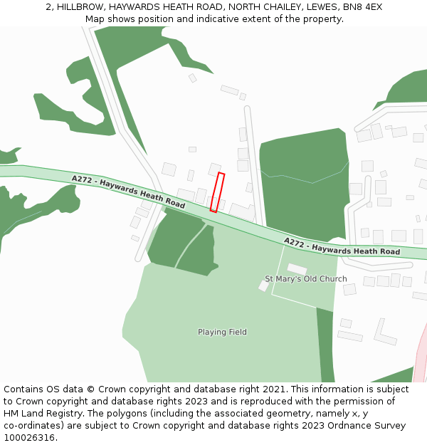 2, HILLBROW, HAYWARDS HEATH ROAD, NORTH CHAILEY, LEWES, BN8 4EX: Location map and indicative extent of plot