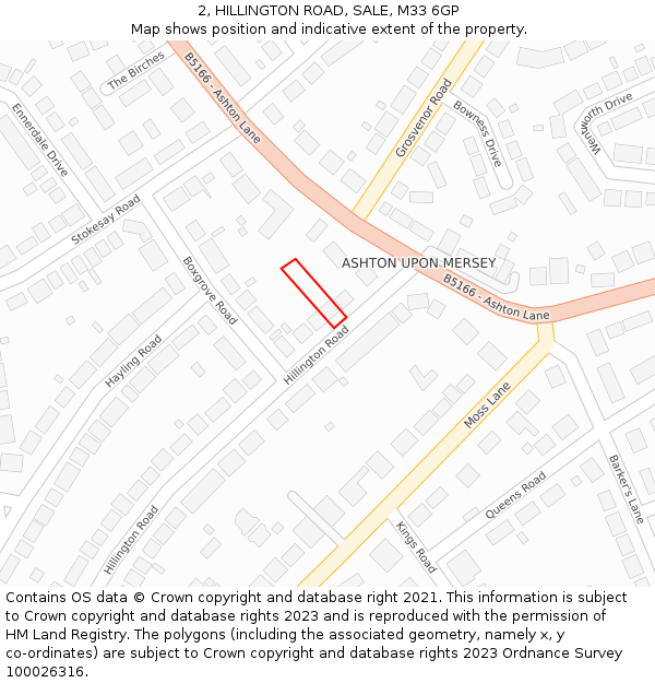 2, HILLINGTON ROAD, SALE, M33 6GP: Location map and indicative extent of plot