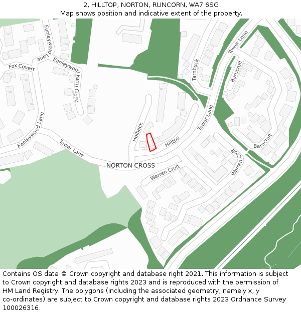 2, HILLTOP, NORTON, RUNCORN, WA7 6SG: Location map and indicative extent of plot