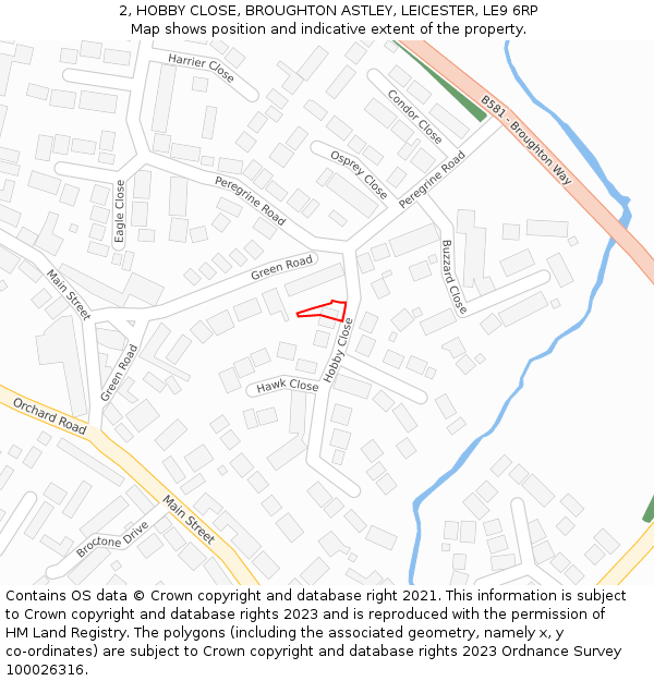 2, HOBBY CLOSE, BROUGHTON ASTLEY, LEICESTER, LE9 6RP: Location map and indicative extent of plot