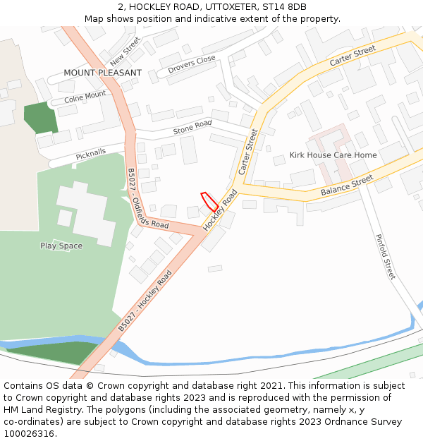 2, HOCKLEY ROAD, UTTOXETER, ST14 8DB: Location map and indicative extent of plot