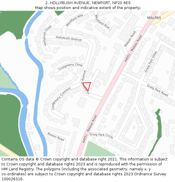 2, HOLLYBUSH AVENUE, NEWPORT, NP20 6ES: Location map and indicative extent of plot