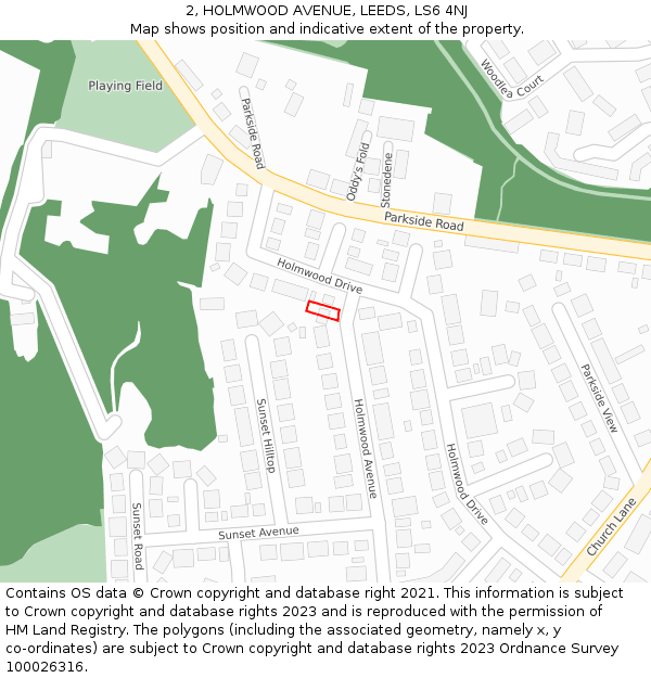 2, HOLMWOOD AVENUE, LEEDS, LS6 4NJ: Location map and indicative extent of plot