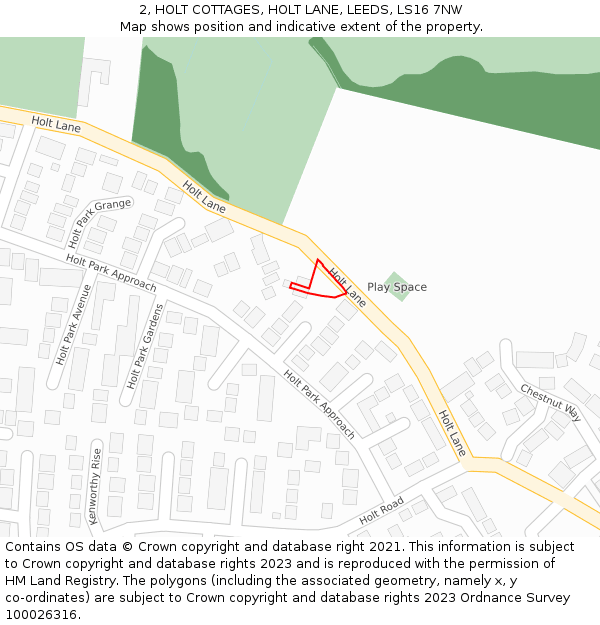 2, HOLT COTTAGES, HOLT LANE, LEEDS, LS16 7NW: Location map and indicative extent of plot