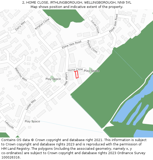 2, HOME CLOSE, IRTHLINGBOROUGH, WELLINGBOROUGH, NN9 5YL: Location map and indicative extent of plot