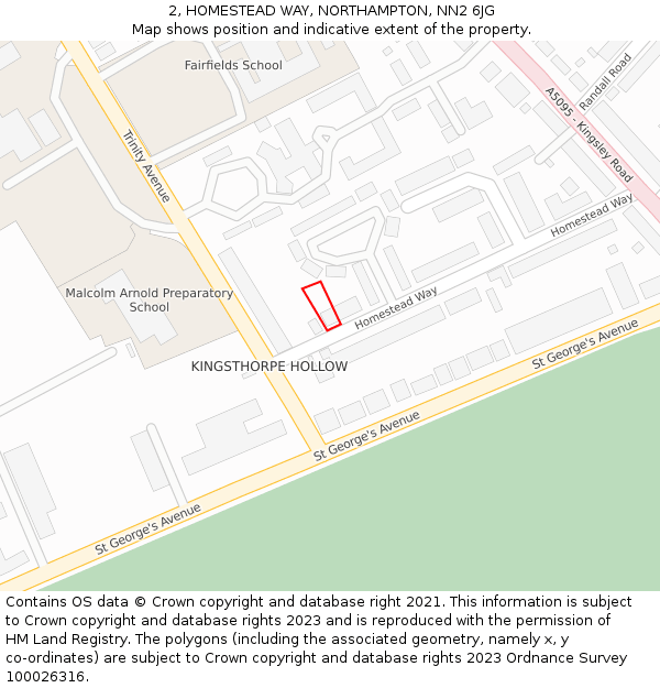 2, HOMESTEAD WAY, NORTHAMPTON, NN2 6JG: Location map and indicative extent of plot