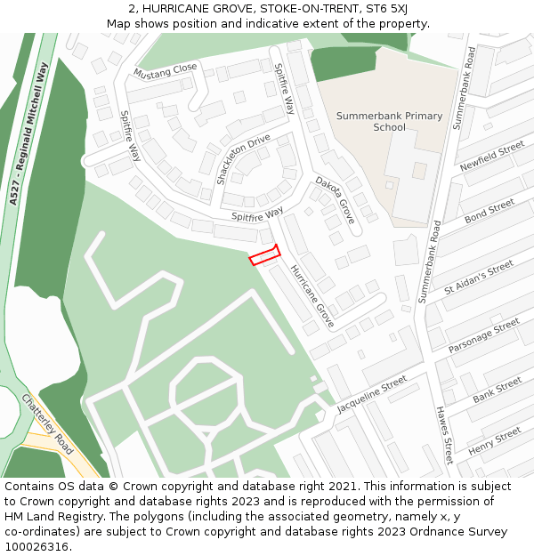 2, HURRICANE GROVE, STOKE-ON-TRENT, ST6 5XJ: Location map and indicative extent of plot