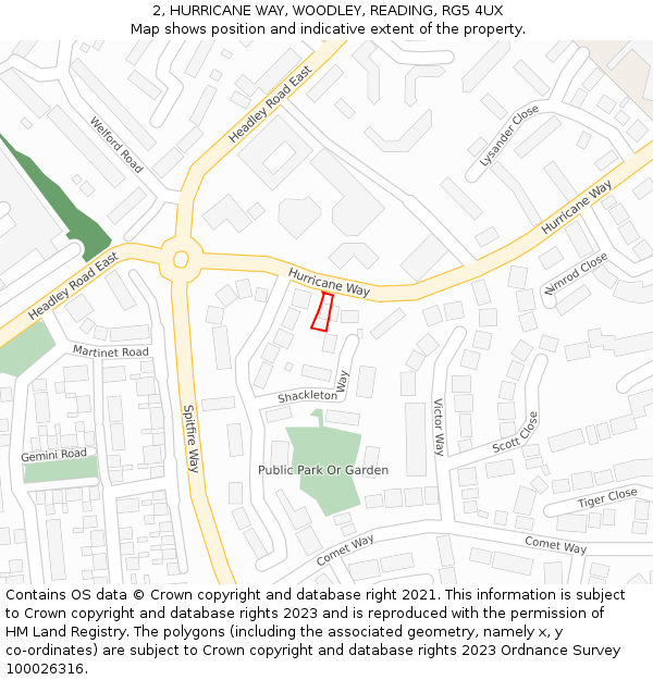 2, HURRICANE WAY, WOODLEY, READING, RG5 4UX: Location map and indicative extent of plot