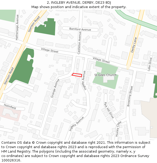 2, INGLEBY AVENUE, DERBY, DE23 8DJ: Location map and indicative extent of plot