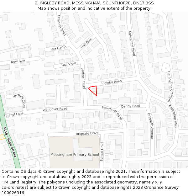 2, INGLEBY ROAD, MESSINGHAM, SCUNTHORPE, DN17 3SS: Location map and indicative extent of plot