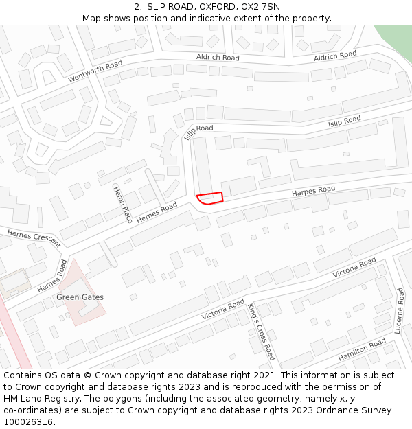 2, ISLIP ROAD, OXFORD, OX2 7SN: Location map and indicative extent of plot