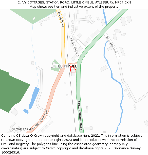 2, IVY COTTAGES, STATION ROAD, LITTLE KIMBLE, AYLESBURY, HP17 0XN: Location map and indicative extent of plot