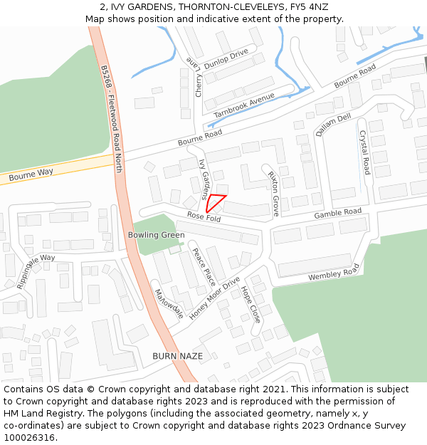2, IVY GARDENS, THORNTON-CLEVELEYS, FY5 4NZ: Location map and indicative extent of plot