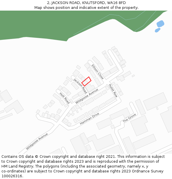 2, JACKSON ROAD, KNUTSFORD, WA16 8FD: Location map and indicative extent of plot