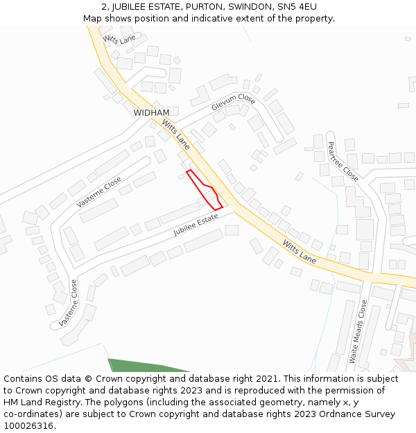 2, JUBILEE ESTATE, PURTON, SWINDON, SN5 4EU: Location map and indicative extent of plot