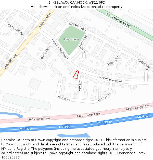 2, KEEL WAY, CANNOCK, WS11 0FD: Location map and indicative extent of plot