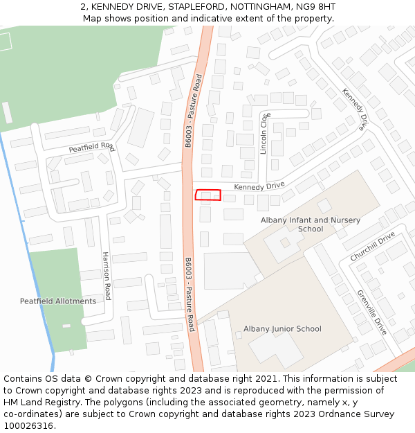 2, KENNEDY DRIVE, STAPLEFORD, NOTTINGHAM, NG9 8HT: Location map and indicative extent of plot