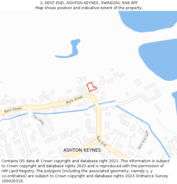 2, KENT END, ASHTON KEYNES, SWINDON, SN6 6PF: Location map and indicative extent of plot