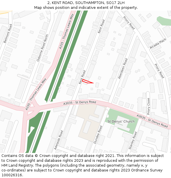 2, KENT ROAD, SOUTHAMPTON, SO17 2LH: Location map and indicative extent of plot