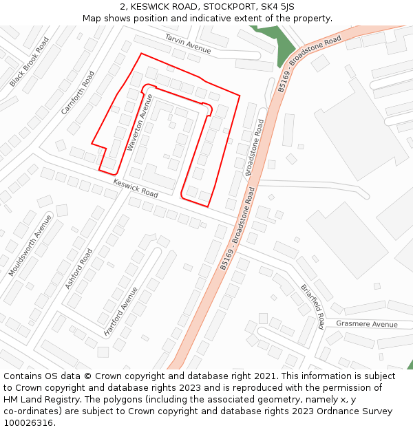 2, KESWICK ROAD, STOCKPORT, SK4 5JS: Location map and indicative extent of plot