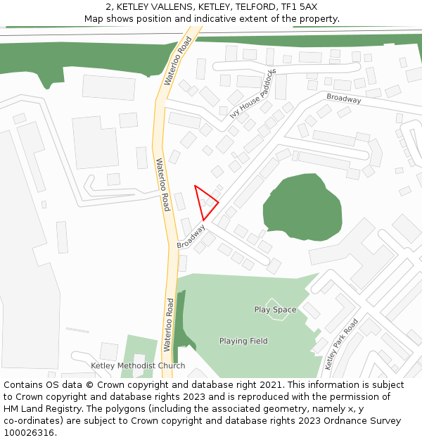 2, KETLEY VALLENS, KETLEY, TELFORD, TF1 5AX: Location map and indicative extent of plot