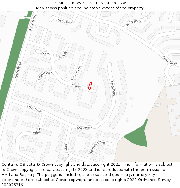 2, KIELDER, WASHINGTON, NE38 0NW: Location map and indicative extent of plot